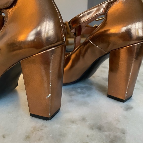 CARVEN by Robert Clergerie rose gold/copper metallic pumps Sz 6.5 - Picture 4 of 7